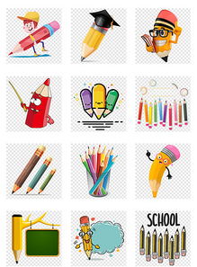 卡通文具铅笔办公用具素材 AI模板下载与生活工作应用指南